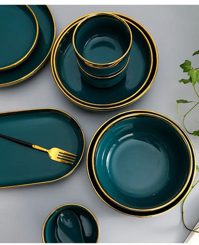 Green Luxurious Porcelain Dinnerware Set