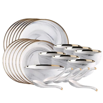 Gold Marble Ceramic Dinner Plates