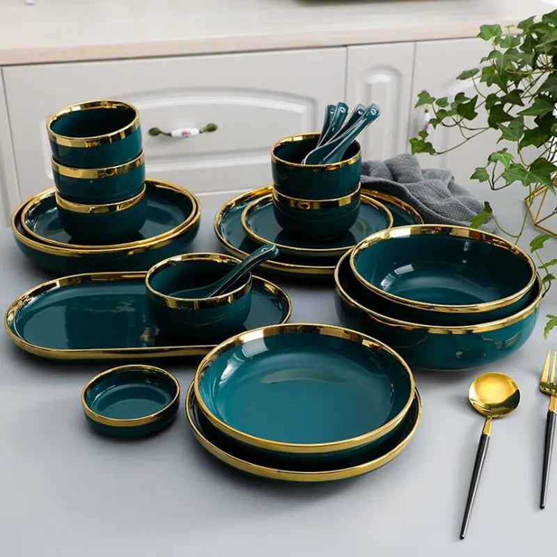 Green Luxurious Porcelain Dinnerware Set