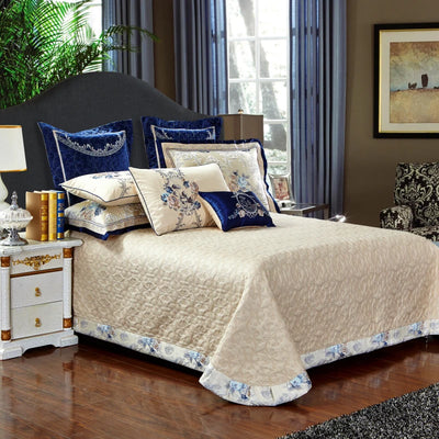 Majestic Sapphire Bedding Set (Embroidered Jacquard Cotton)