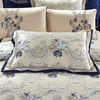 Majestic Sapphire Bedding Set (Embroidered Jacquard Cotton)