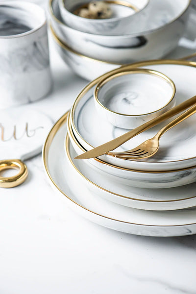 Gold Marble Ceramic Dinner Plates