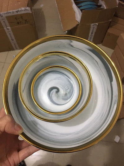 Gold Marble Ceramic Dinner Plates