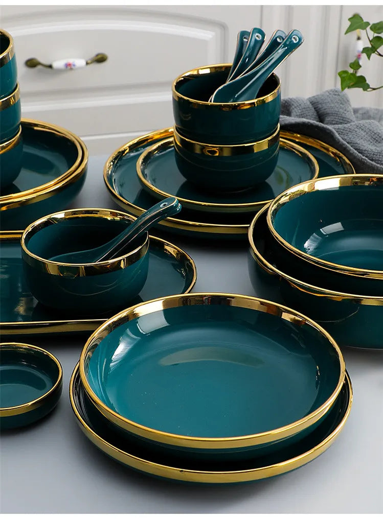 Green Luxurious Porcelain Dinnerware Set