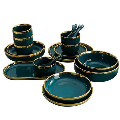 Green Luxurious Porcelain Dinnerware Set