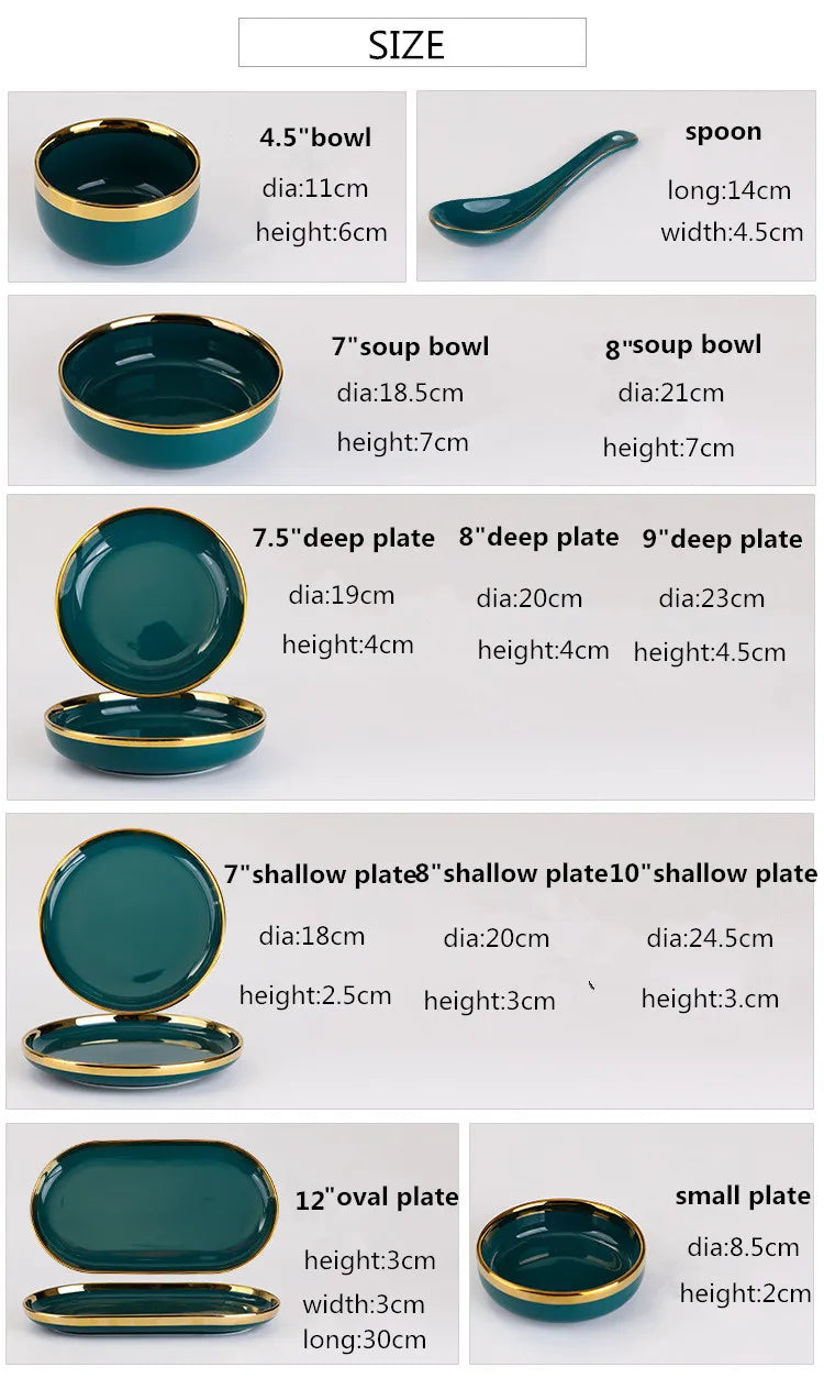 Green Luxurious Porcelain Dinnerware Set