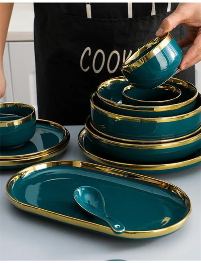 Green Luxurious Porcelain Dinnerware Set