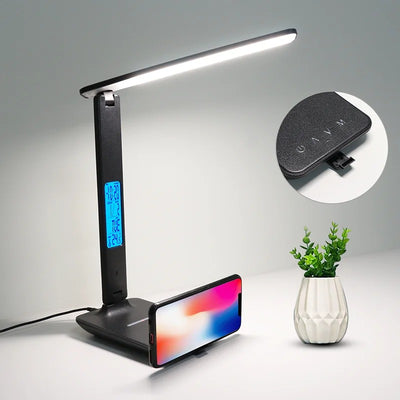 Wireless Charger Desk Lamp (with Temperature Alarm Clock)