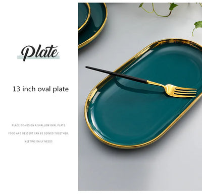 Green Luxurious Porcelain Dinnerware Set