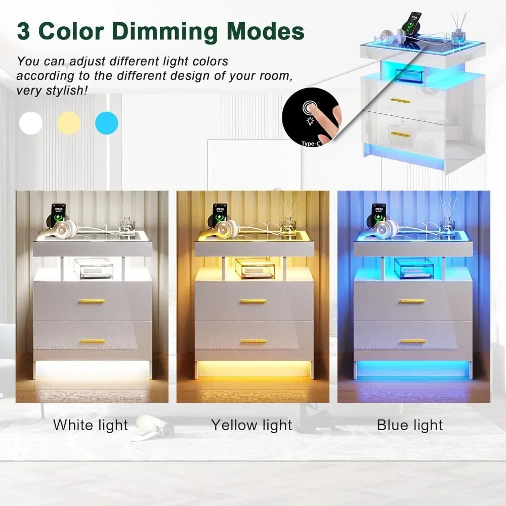 Smart Nightstand with Auto Sensor Lights