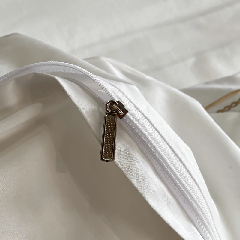 Golden Elegance Egyptian Duvet Cover (Embroidery Hotel Style)