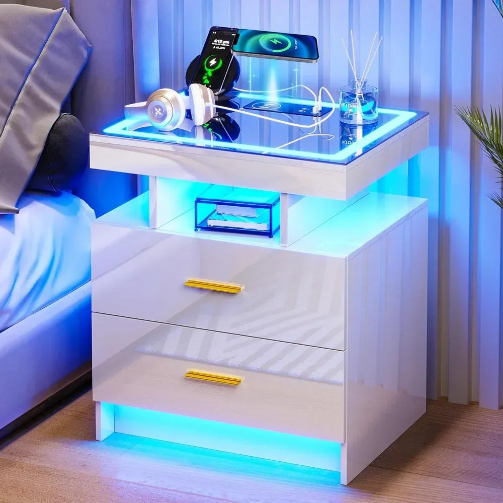 Smart Nightstand with Auto Sensor Lights