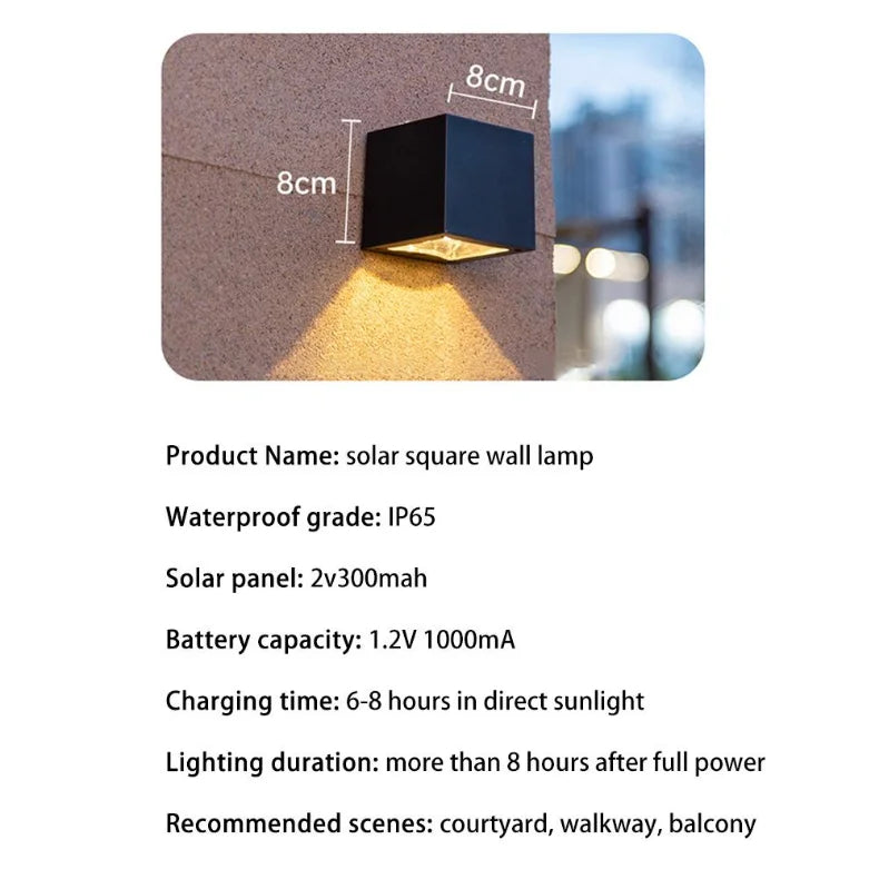 LED Solar Light Outdoor - Square Wall Lamp