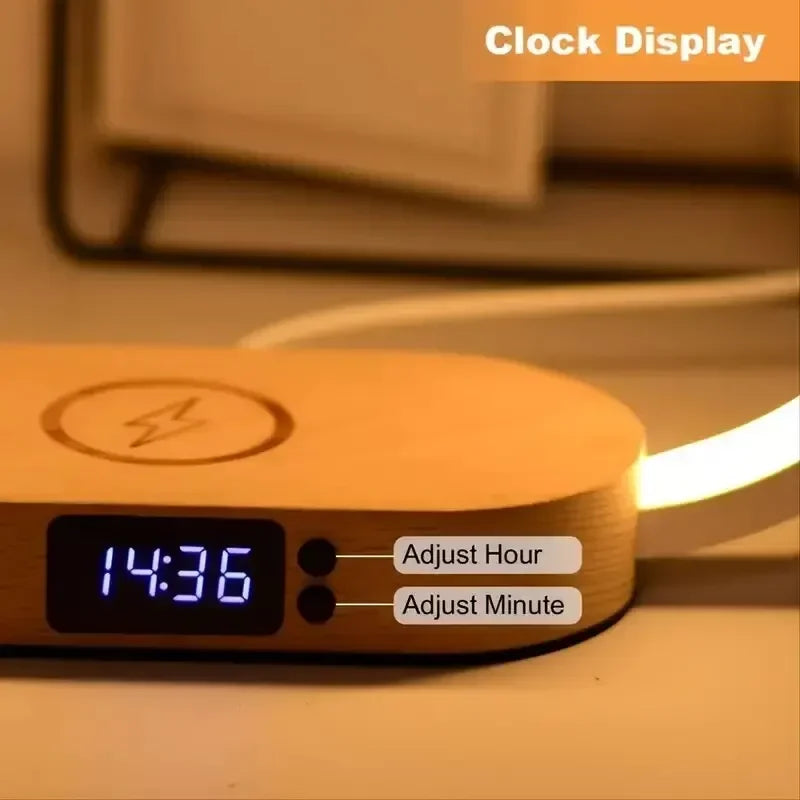 Wireless Charger Multifunction Pad Stand Clock Desk Lamp