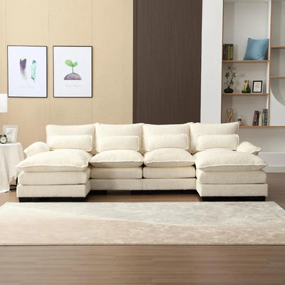 110" Sectional Sofa Couch (Modern Chenille U Shaped Couch)