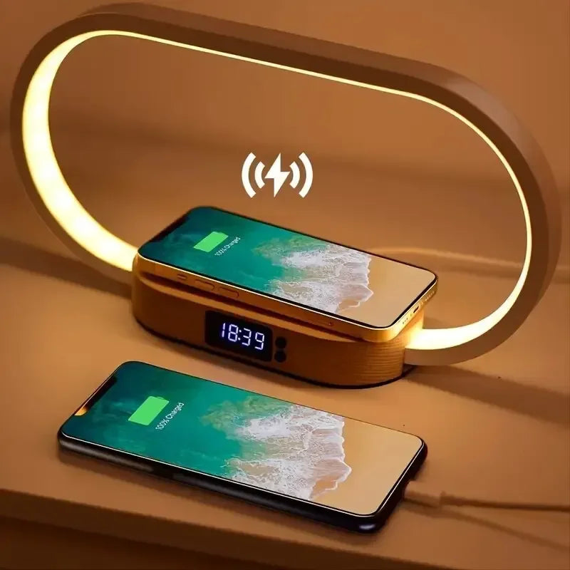 Wireless Charger Multifunction Pad Stand Clock Desk Lamp