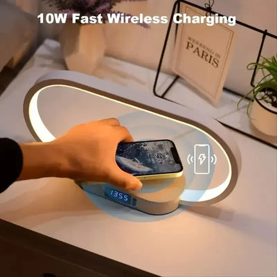 Wireless Charger Multifunction Pad Stand Clock Desk Lamp