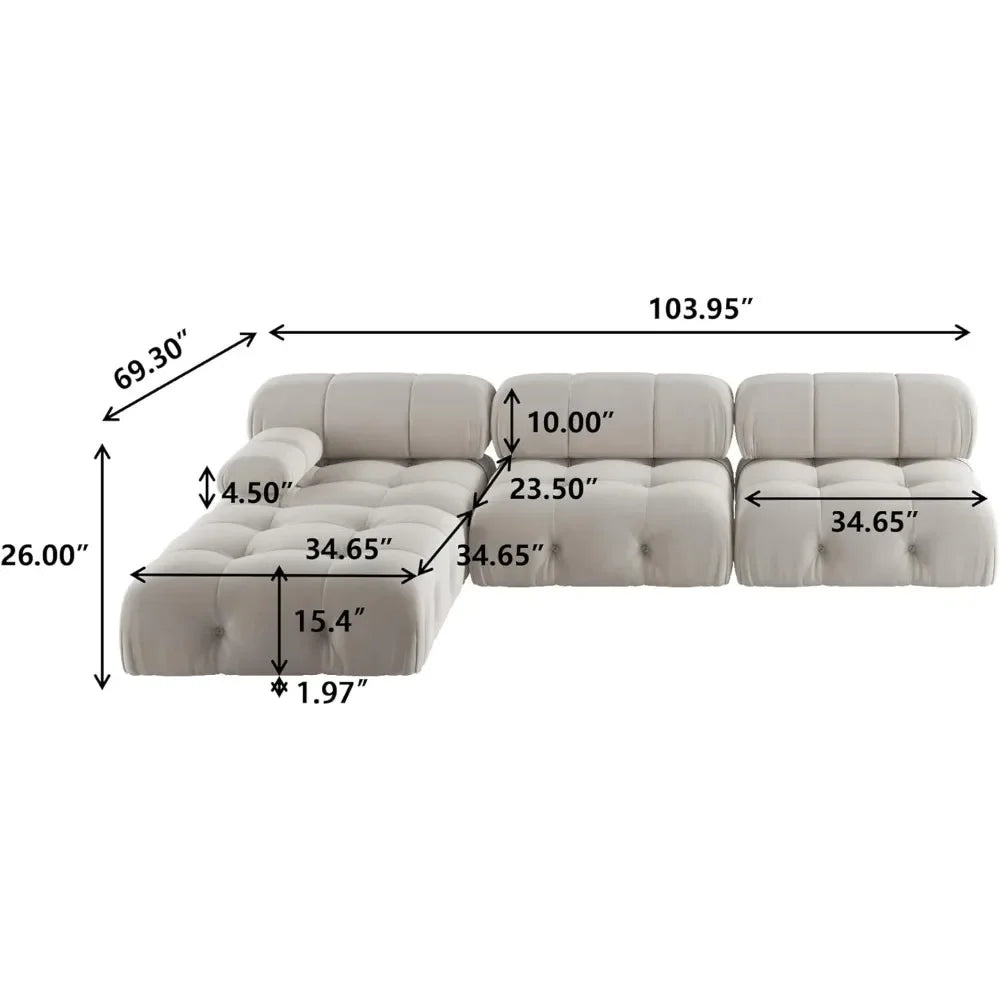 Sectional Sofa with Ottomans L Shaped