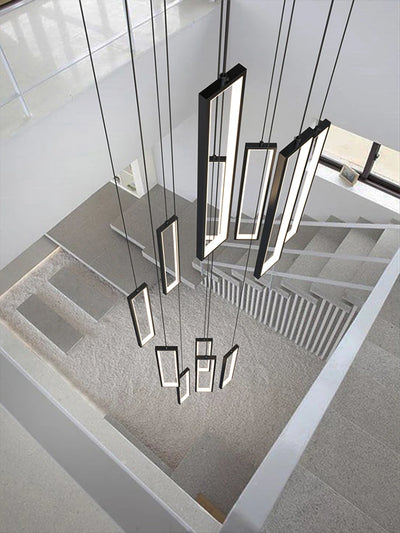 Minimalist Staircase Chandeliers