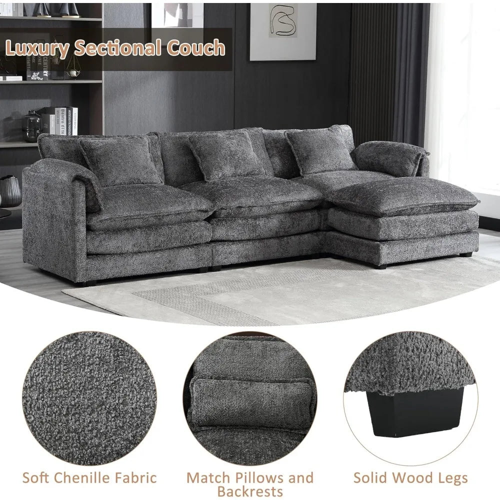 Modern Chenille L Shaped Sofa Couch