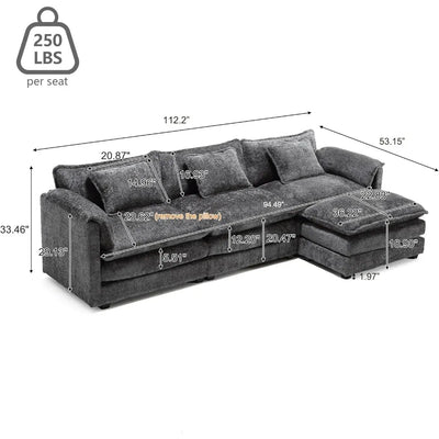 Modern Chenille L Shaped Sofa Couch