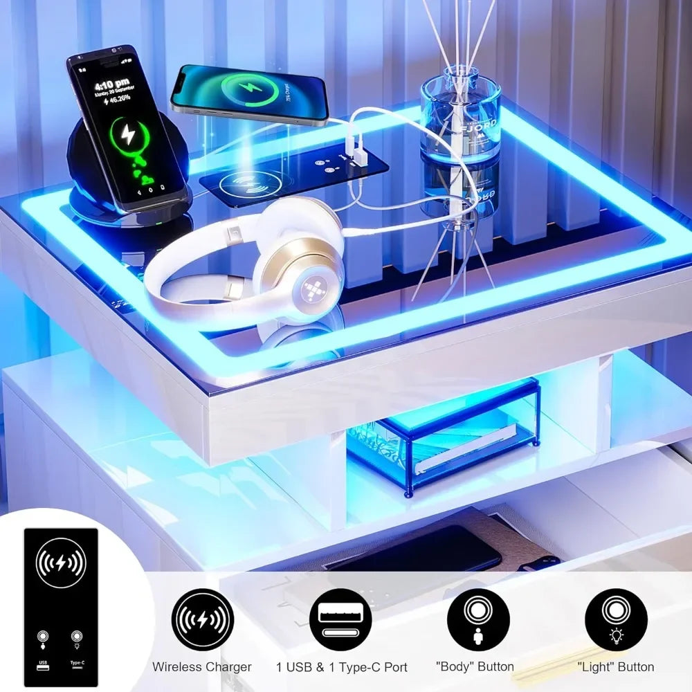 Smart Nightstand with Auto Sensor Lights