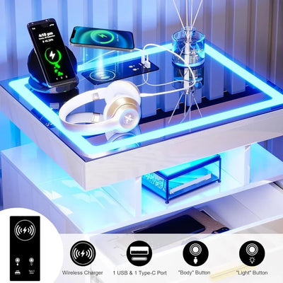 Smart Nightstand with Auto Sensor Lights