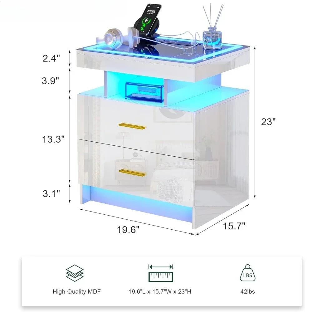 Smart Nightstand with Auto Sensor Lights