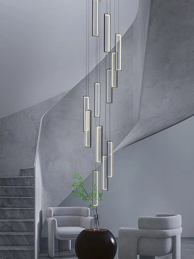 Minimalist Staircase Chandeliers