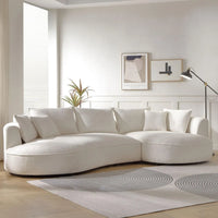 124.8" Modern Curved Sofa (Upholstery Boucle Sofa  with Pillows)