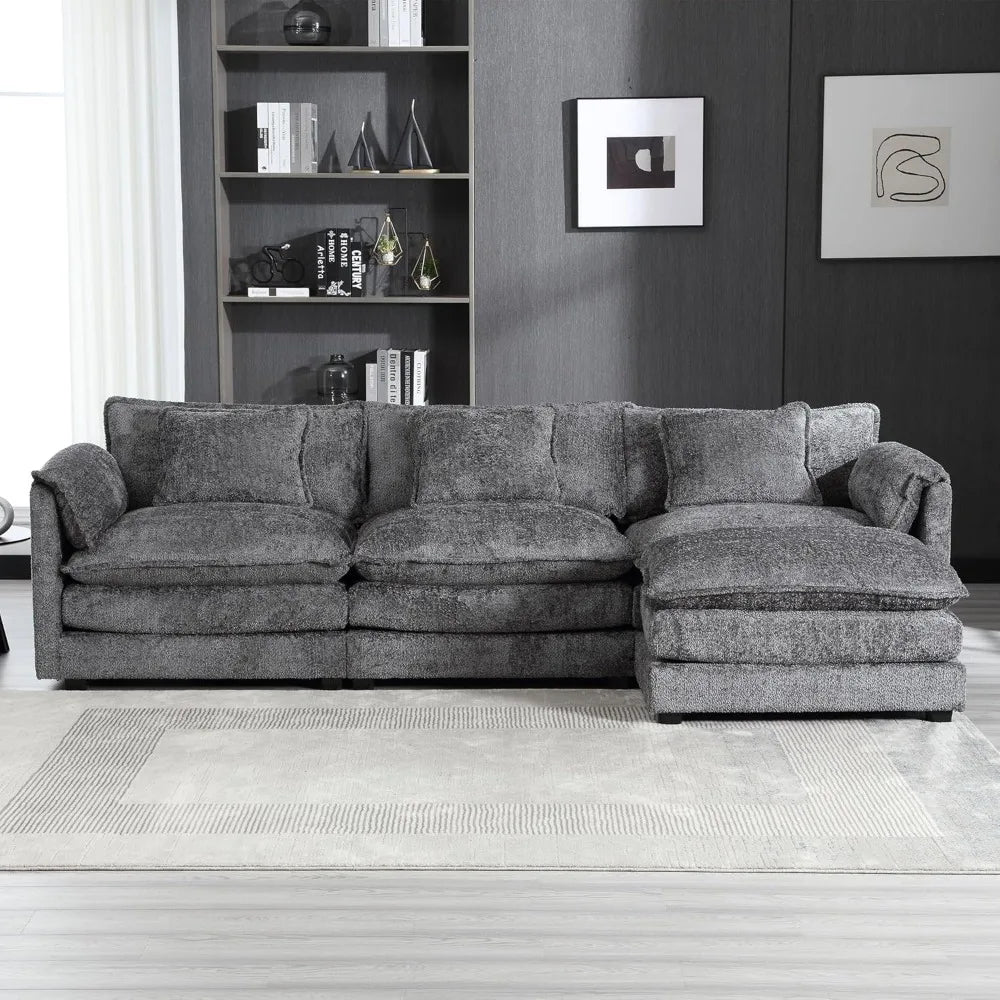 Modern Chenille L Shaped Sofa Couch