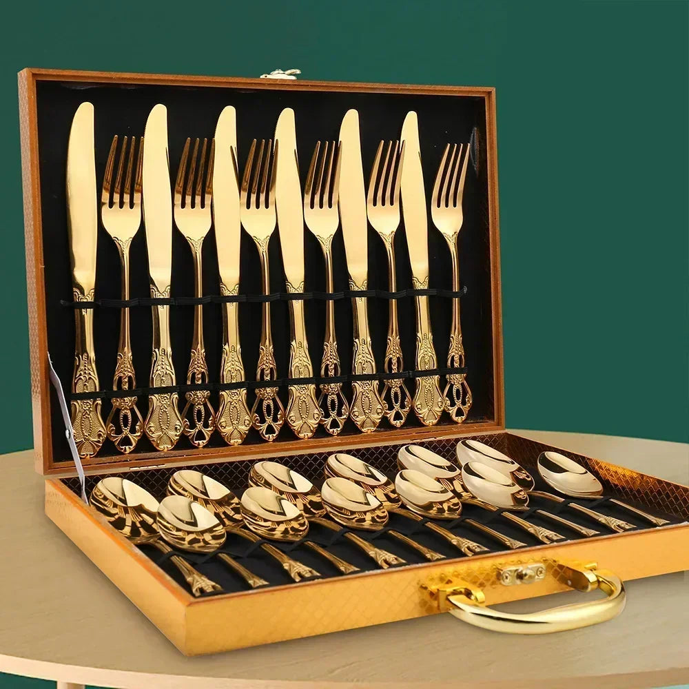 Royal European Complete Tableware (Golden Cutlery Set)