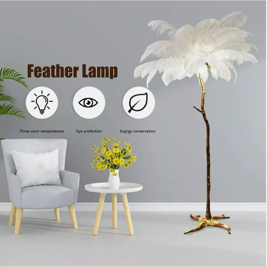 Nordic Ostrich Feather Led Floor Lamp