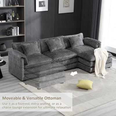 Modern Chenille L Shaped Sofa Couch