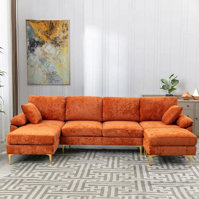 Modern Velvet Couch Set with Chaise Lounge